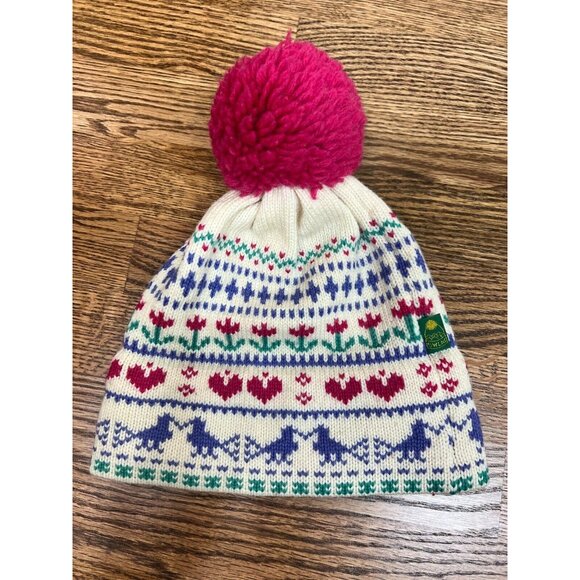 Stowe Woolens 100% Wool Non Itch Hem‎ Intarsia Winter Hat Made in Vermont USA - Picture 2 of 9